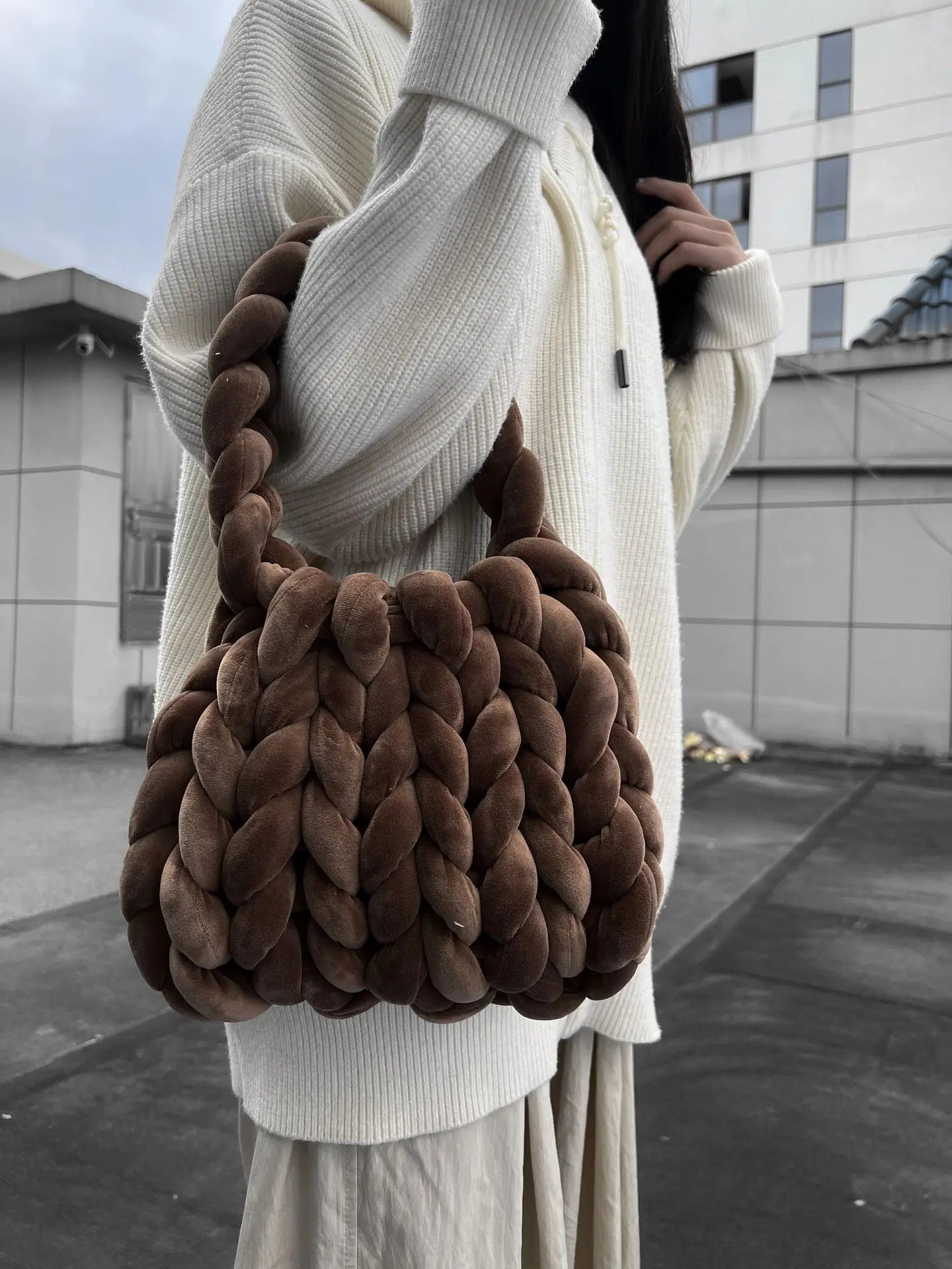 Corduroy Velvet Hobo Bag