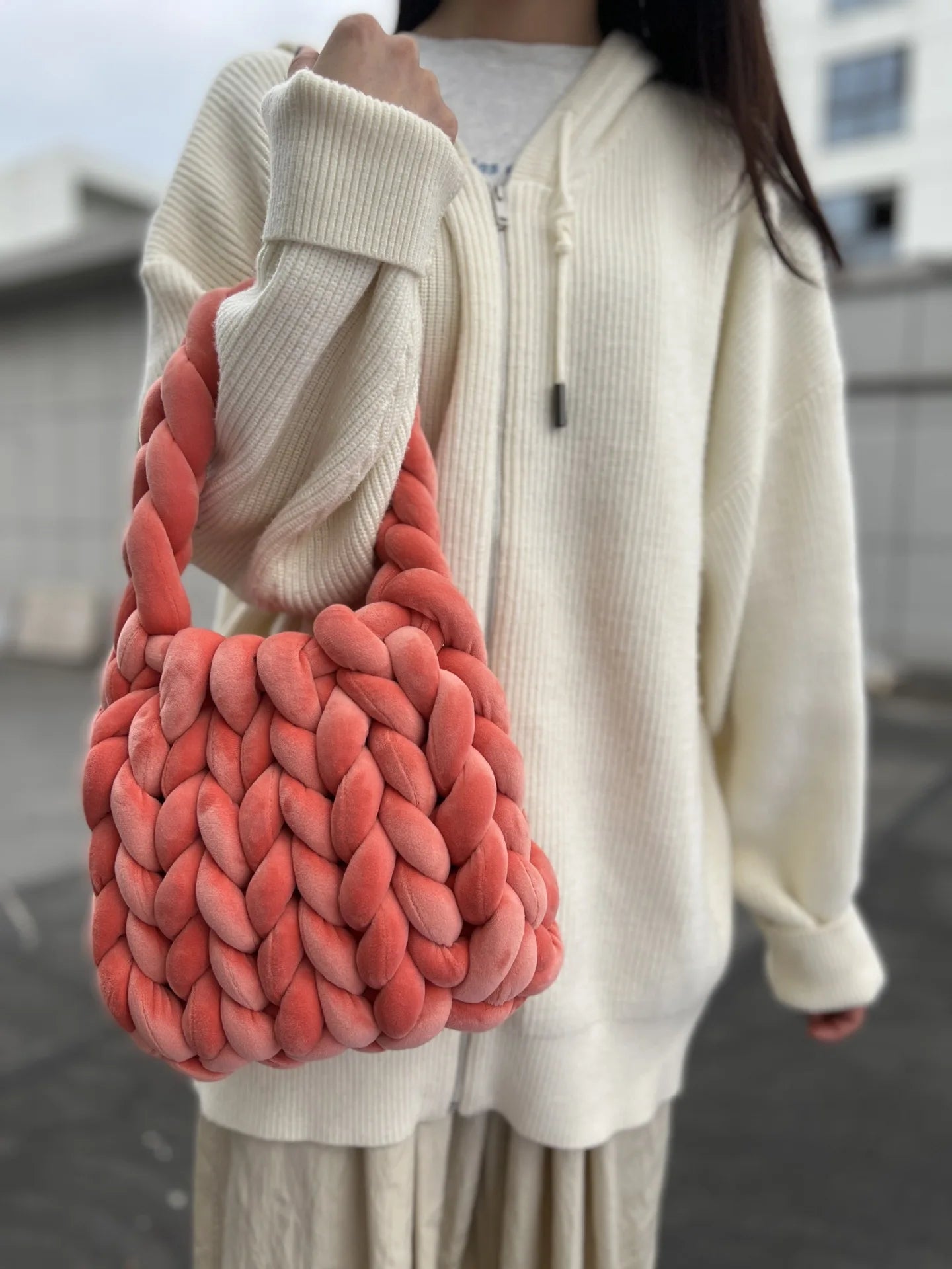 Corduroy Velvet Hobo Bag