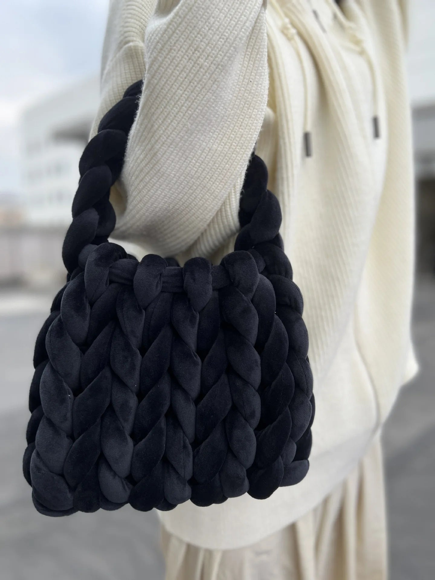 Corduroy Velvet Hobo Bag