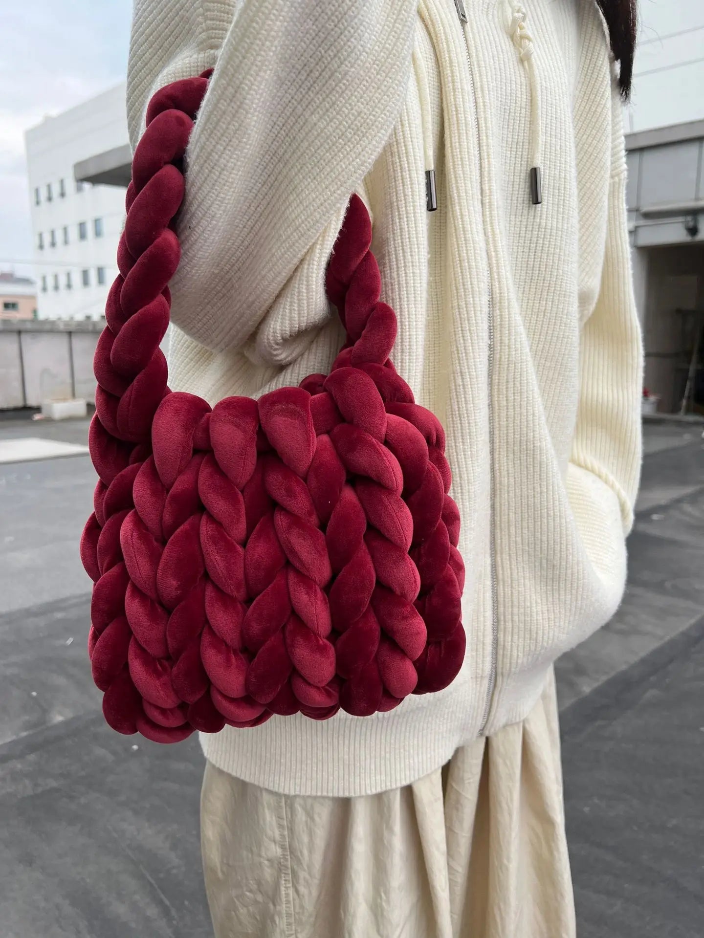 Corduroy Velvet Hobo Bag