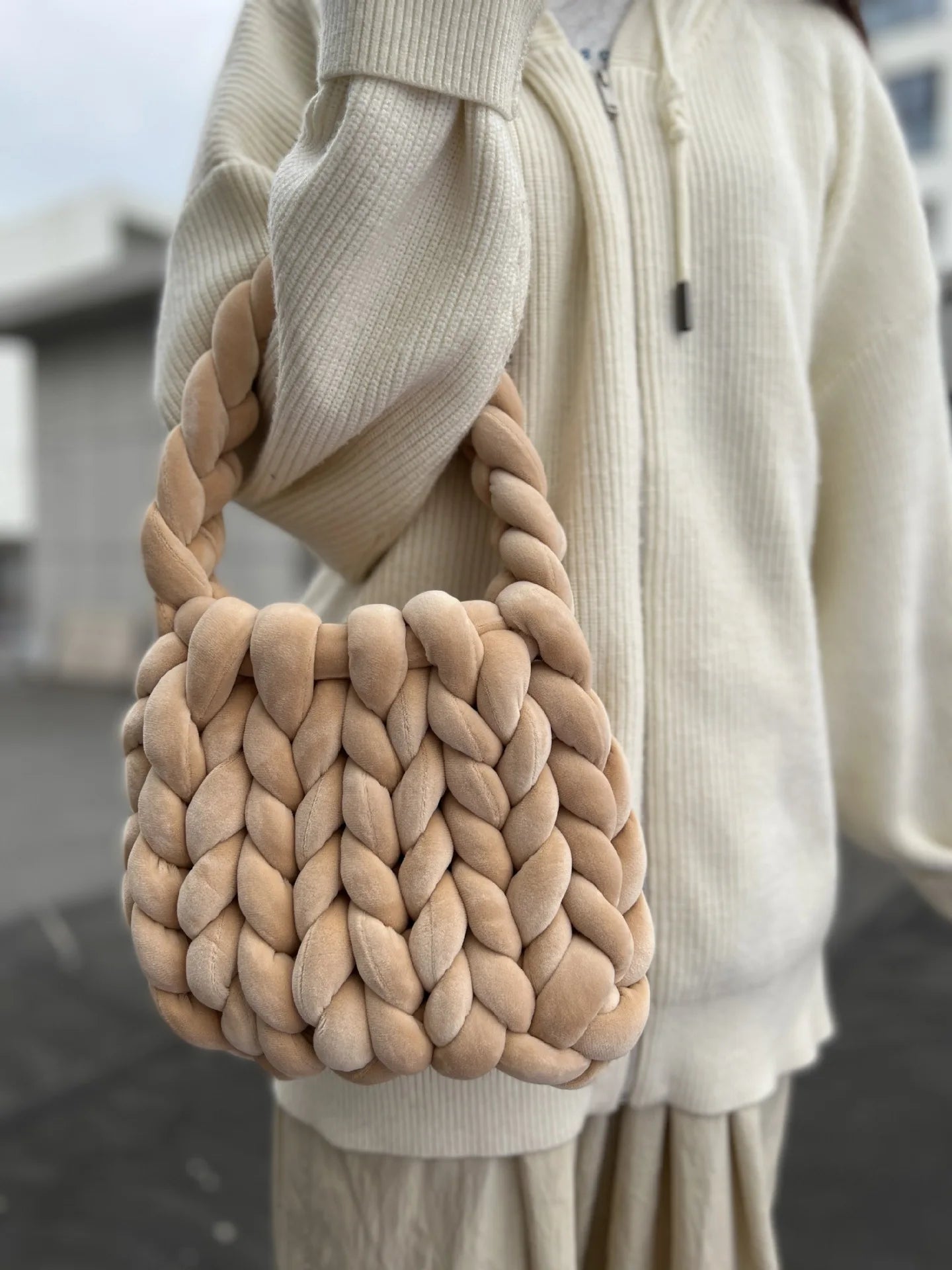Corduroy Velvet Hobo Bag
