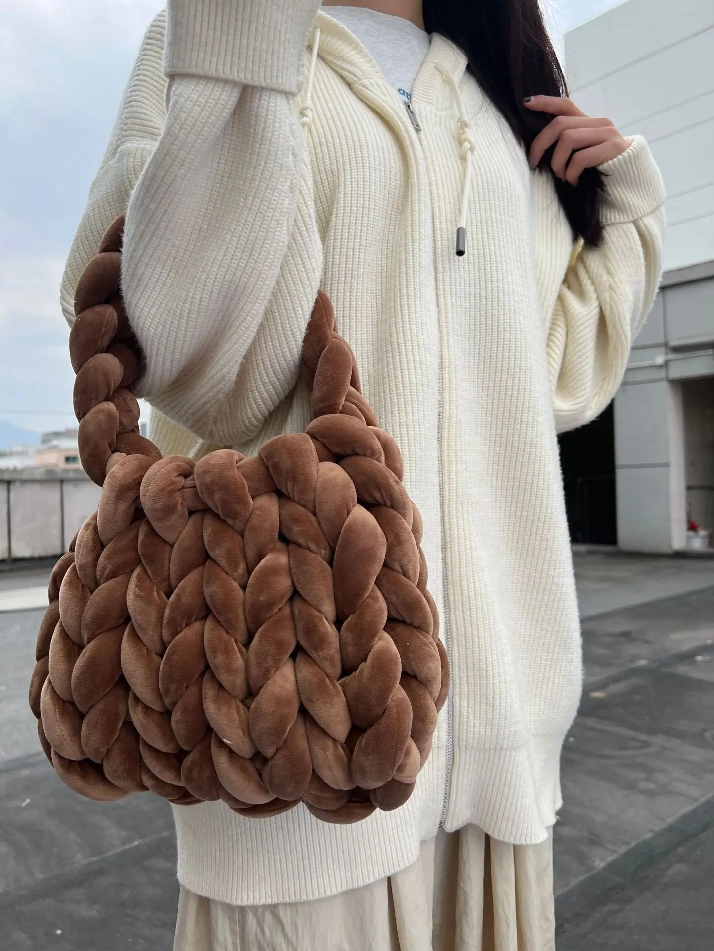Corduroy Velvet Hobo Bag